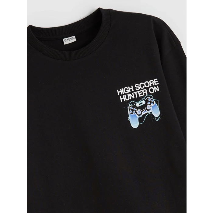 LCW Kids Siyah Bisiklet Yaka Erkek Çocuk Tişört