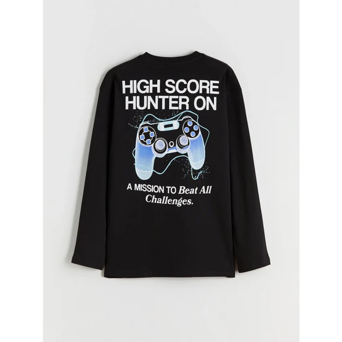 LCW Kids Siyah Bisiklet Yaka Erkek Çocuk Tişört