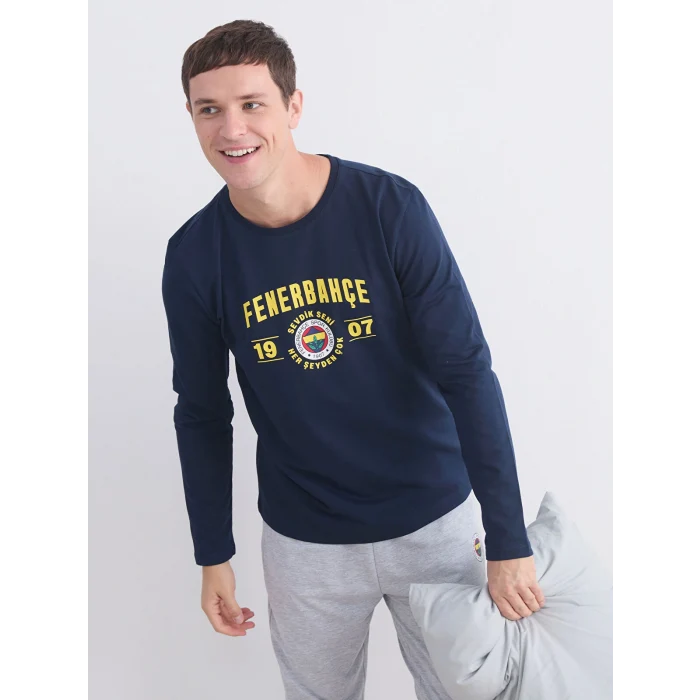 LC WAIKIKI Lacivert Baskılı Erkek Pijama Takımı