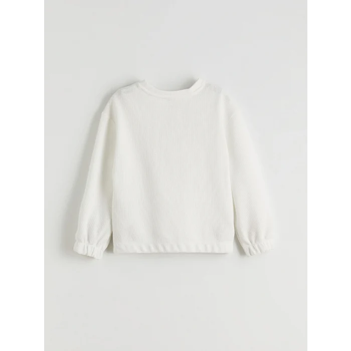 LCW Kids Ekru Bisiklet Yaka Kız Çocuk Sweatshirt