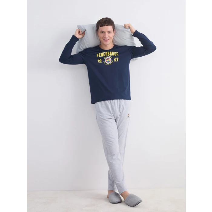 LC WAIKIKI Lacivert Baskılı Erkek Pijama Takımı