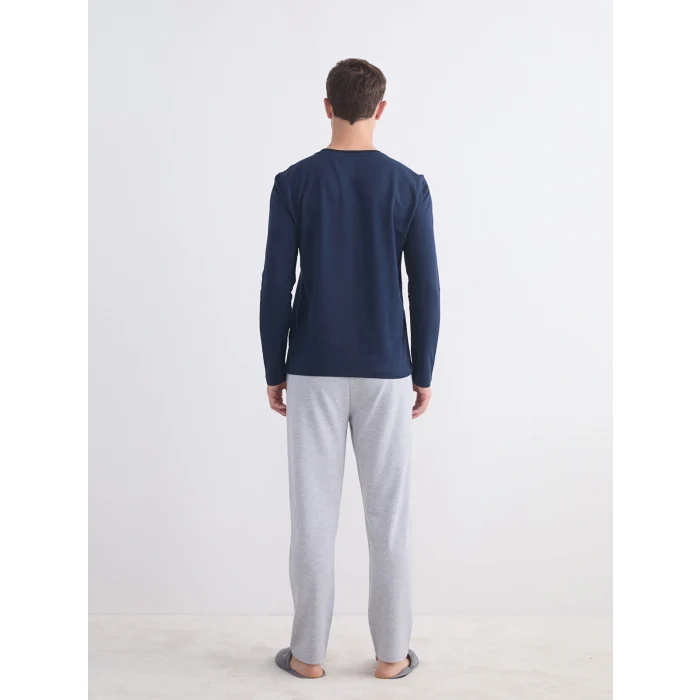 LC WAIKIKI Lacivert Baskılı Erkek Pijama Takımı