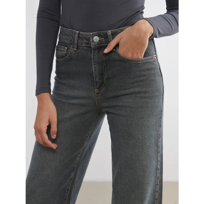 LCW Jeans Gri Wideleg Kadın Jean Pantolon