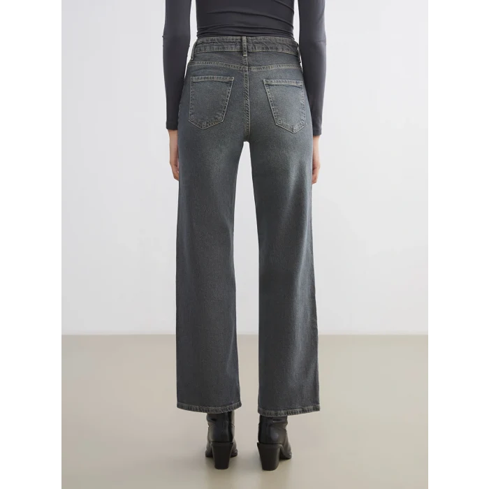 LCW Jeans Gri Wideleg Kadın Jean Pantolon