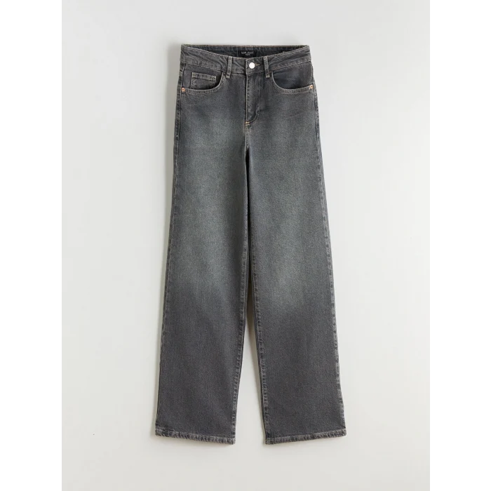 LCW Jeans Gri Wideleg Kadın Jean Pantolon