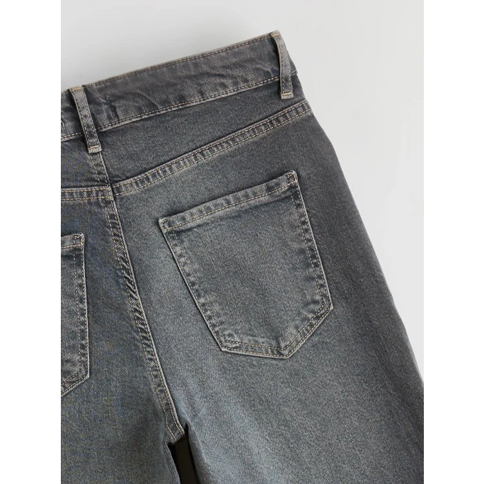 LCW Jeans Gri Wideleg Kadın Jean Pantolon