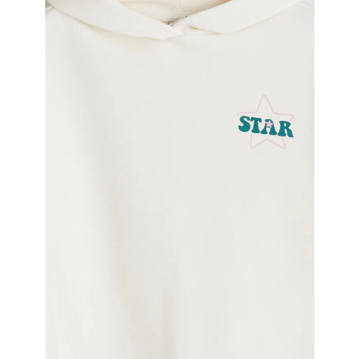 LCW Kids Ekru Kapüşonlu Kız Çocuk Sweatshirt