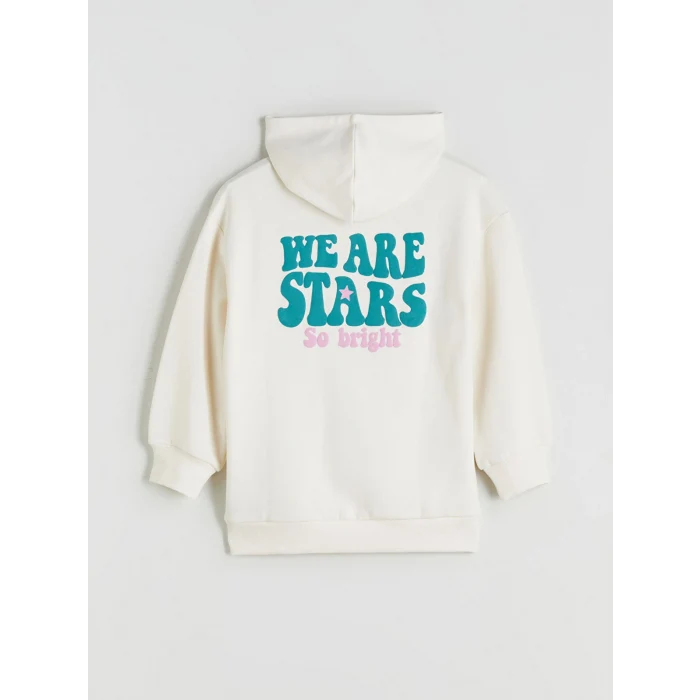 LCW Kids Ekru Kapüşonlu Kız Çocuk Sweatshirt