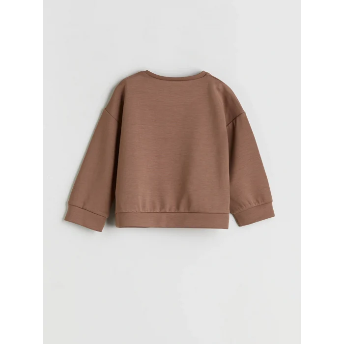 LCW Kids Kahverengi Bisiklet Yaka Kız Çocuk Sweatshirt ve Eşofman Altı