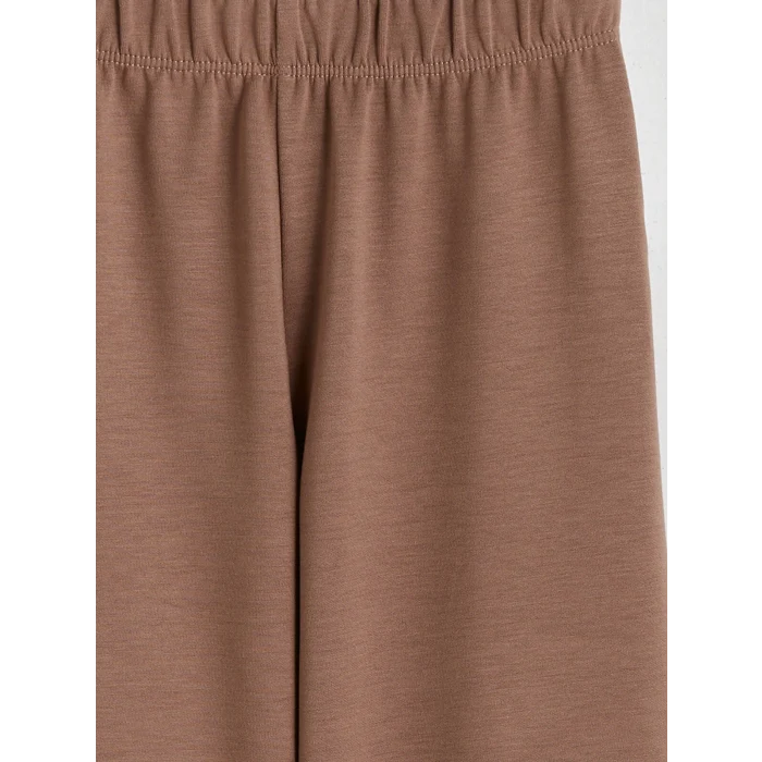 LCW Kids Kahverengi Bisiklet Yaka Kız Çocuk Sweatshirt ve Eşofman Altı