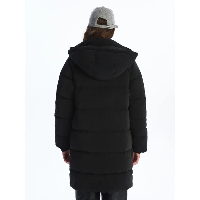 XSIDE Siyah Kapüşonlu Kadın Şişme Mont