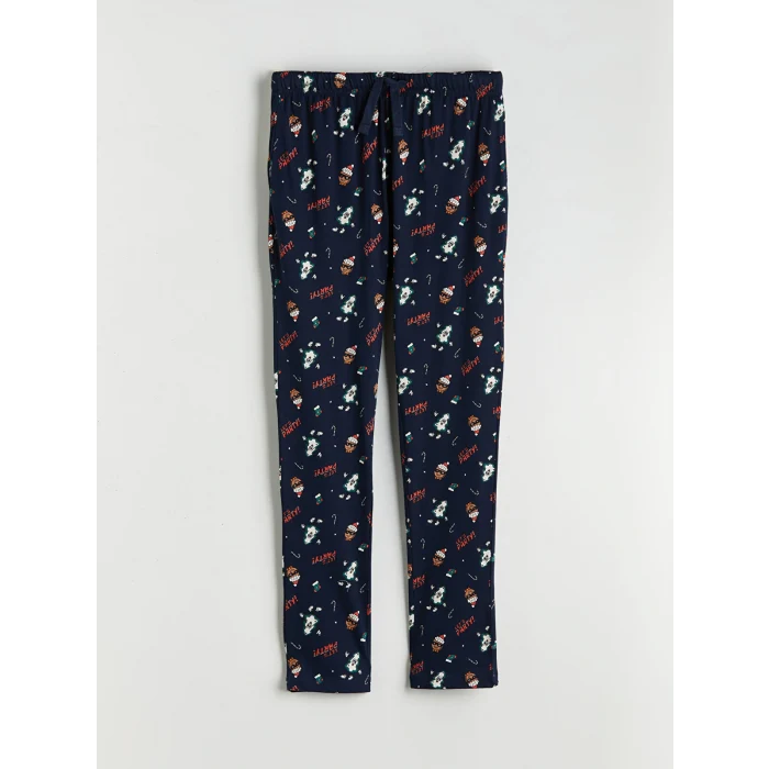 LC WAIKIKI Lacivert Standart Kalıp Yılbaşı Temalı Erkek Pijama Takımı