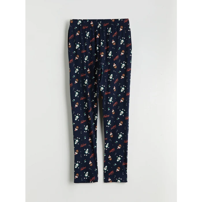 LC WAIKIKI Lacivert Standart Kalıp Yılbaşı Temalı Erkek Pijama Takımı