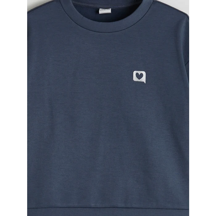 LCW Kids Antrasit Bisiklet Yaka Kız Çocuk Sweatshirt