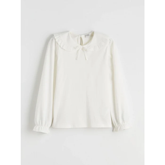 LCW Kids Ekru Bebe Yaka Kız Çocuk Tişört