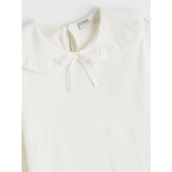 LCW Kids Ekru Bebe Yaka Kız Çocuk Tişört