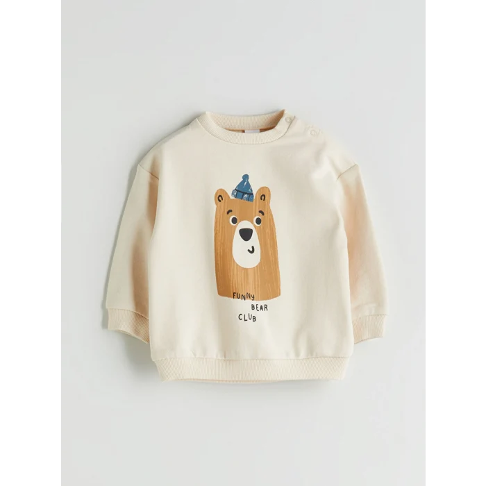 LCW baby Bej Ayı Baskılı Erkek Bebek Eşofman Takımı