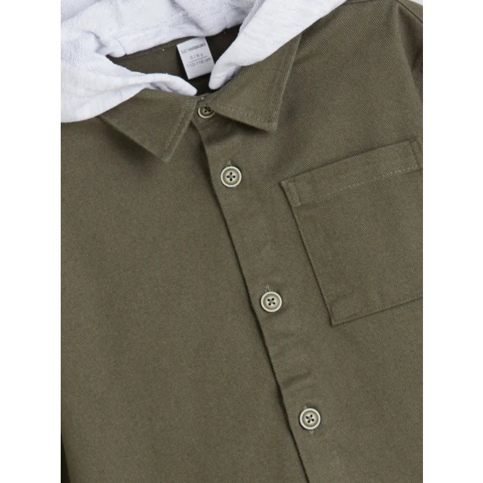 LCW Kids Haki Kapüşonlu Erkek Çocuk Gömlek