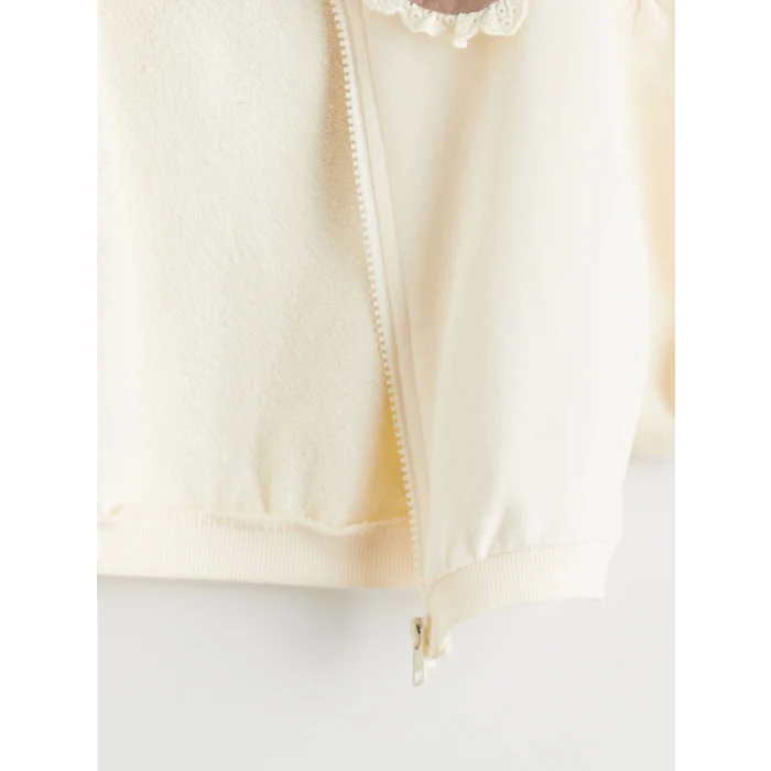 LCW baby Ekru Bebe Yaka Kız Bebek Hırka ve Pantolon