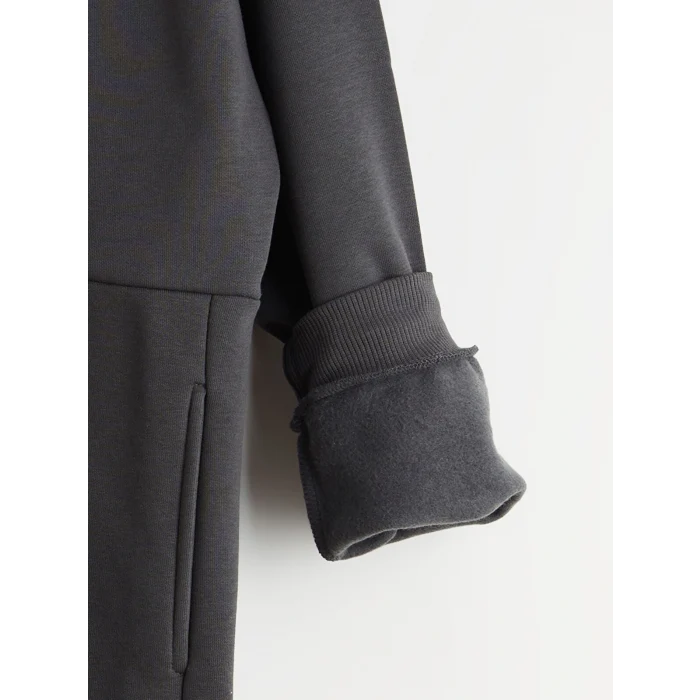 LCW Kids Antrasit Kapüşonlu Baskılı Erkek Çocuk Sweatshirt