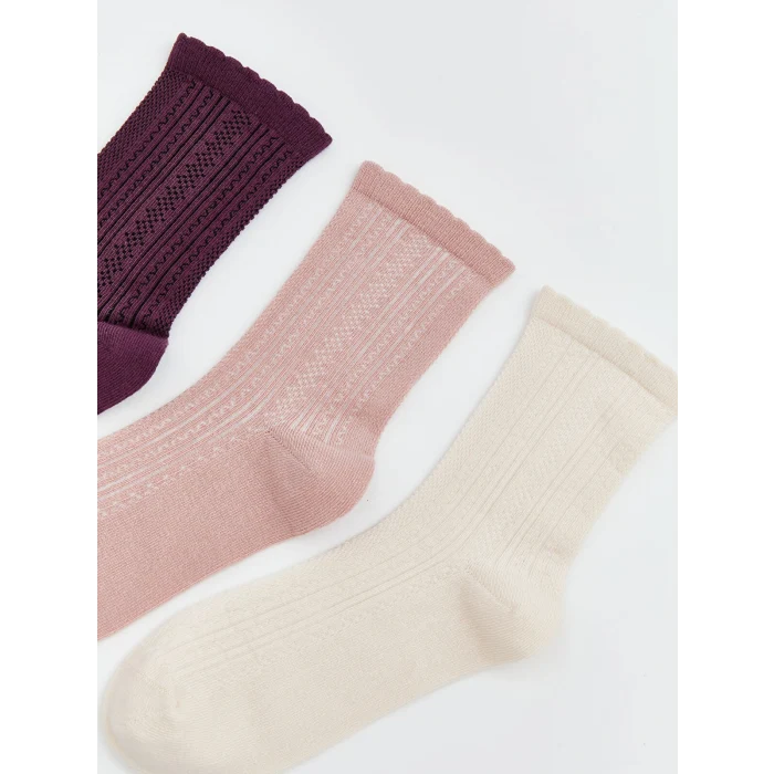 LCW DREAM Mor Kendinden Desenli Kadın Soket Çorap 5li Paket