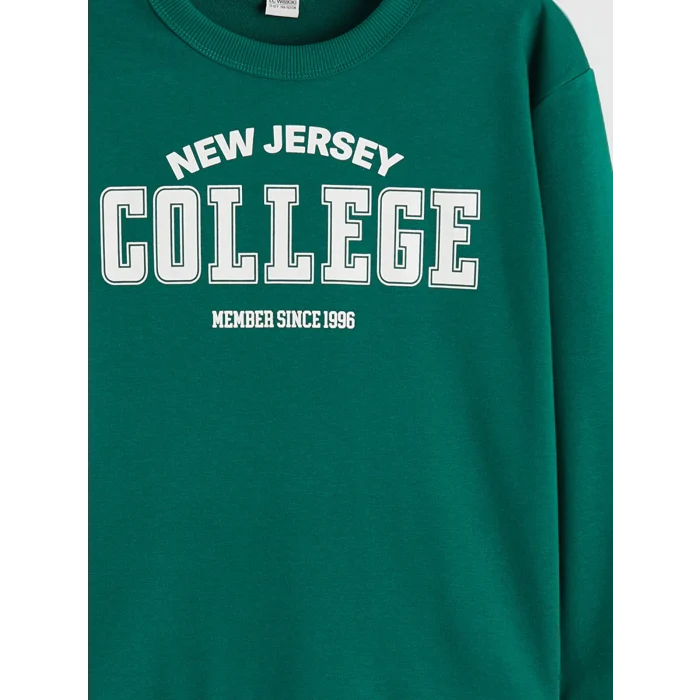 LCW Kids Yeşil Bisiklet Yaka Erkek Çocuk Sweatshirt