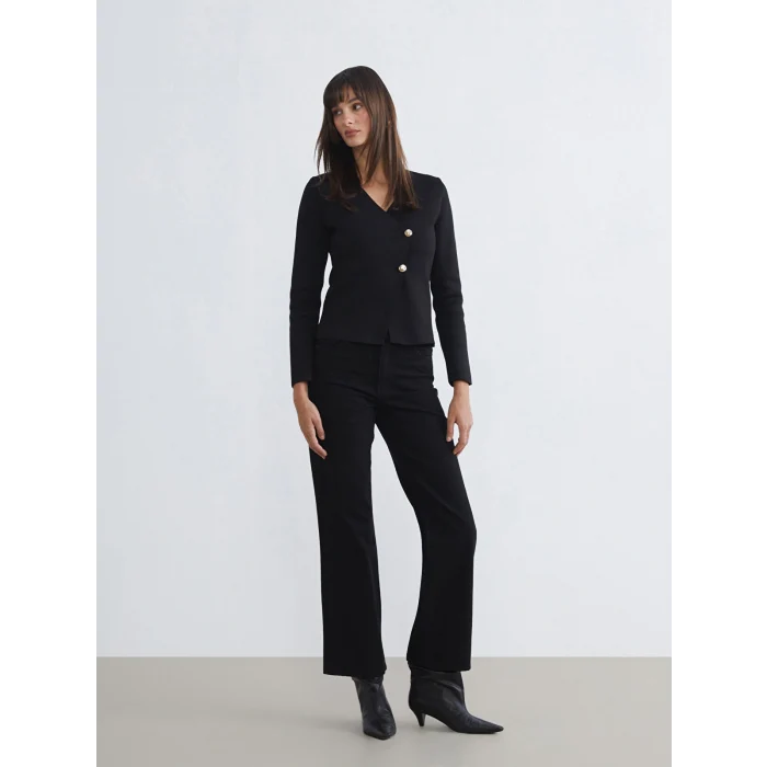 LCW Jeans Siyah Wideleg Kadın Jean Pantolon