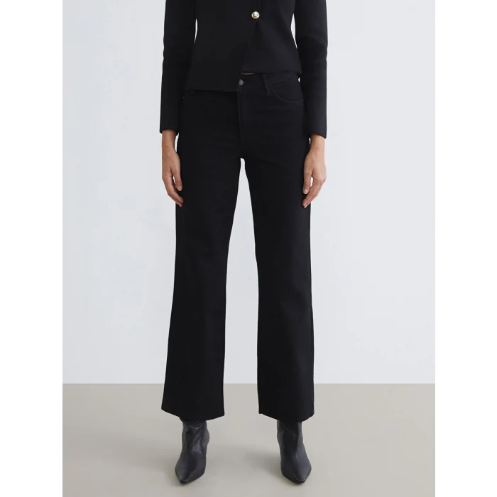 LCW Jeans Siyah Wideleg Kadın Jean Pantolon