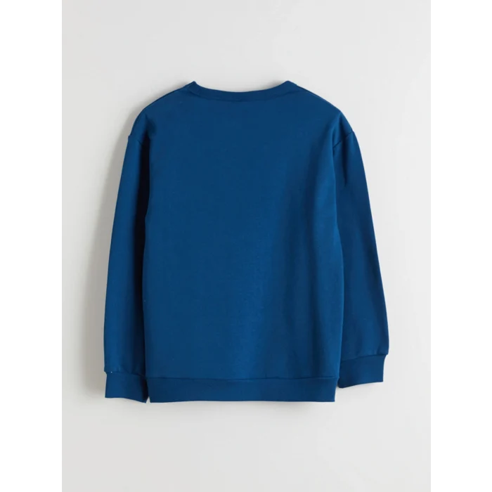 LCW Kids Petrol Bisiklet Yaka Minecraft Baskılı Erkek Çocuk Sweatshirt