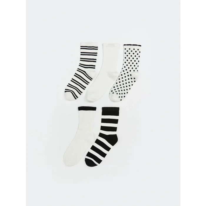 LCW DREAM Ekru Desenli Kadın Soket Çorap 5li