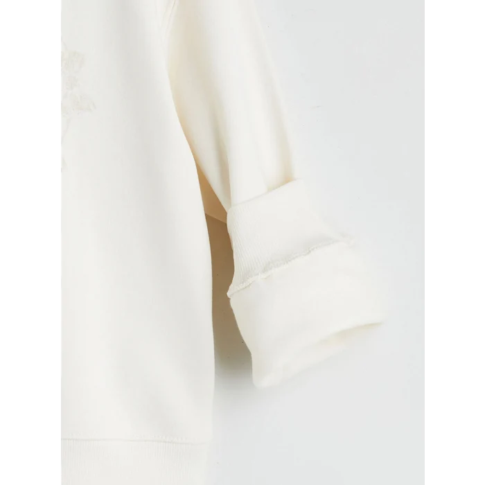 LCW Kids Ekru Bisiklet Yaka Kız Çocuk Sweatshirt