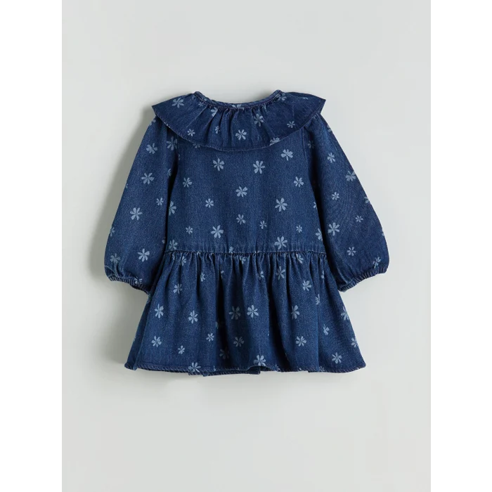 LCW Kids İndigo Fırfırlı Kız Çocuk Jean Elbise