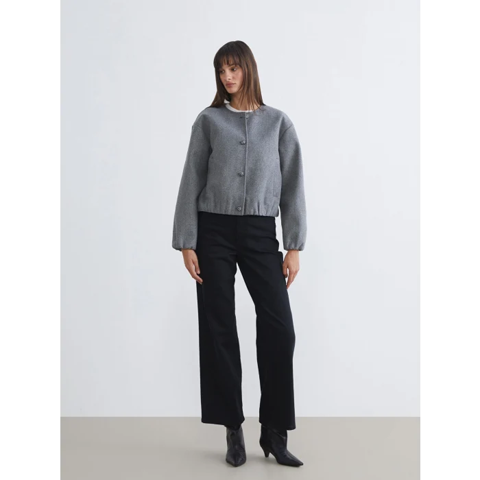 LCW Jeans Siyah Beli Kemerli Wideleg Kadın Jean Pantolon