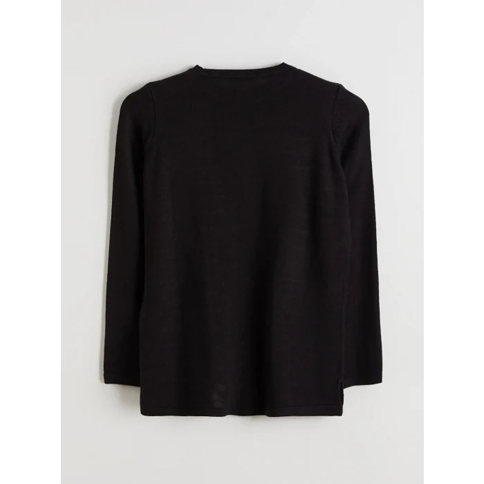 LCW Grace Siyah Bisiklet Yaka Çizgili Kadın Triko Kazak