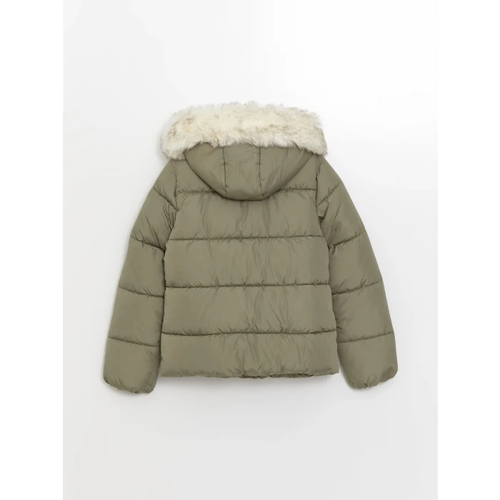 LCW Vision Haki Kadın Kapüşonlu Düz Şişme Mont