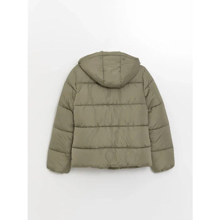 LCW Vision Haki Kadın Kapüşonlu Düz Şişme Mont