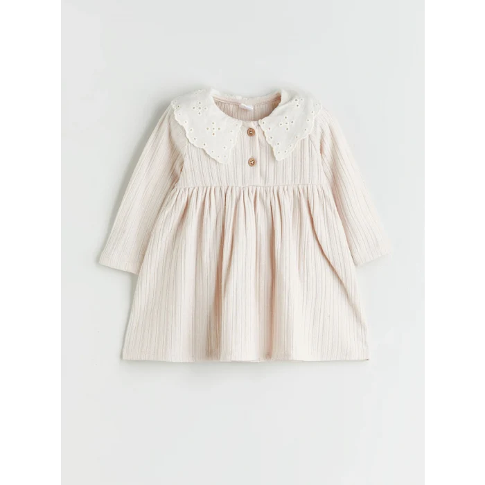 LCW baby Bej Bebe Yaka Kız Çocuk Elbise