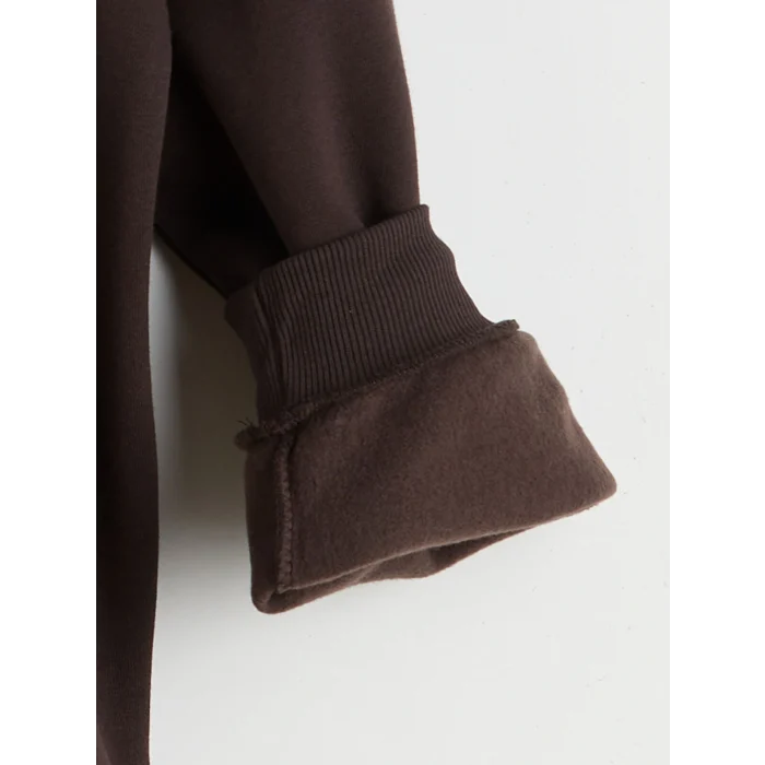 XSIDE Kahverengi New Jersey Baskılı Oversize Kadın Kalın Sweatshirt