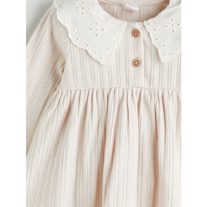 LCW baby Bej Bebe Yaka Kız Çocuk Elbise