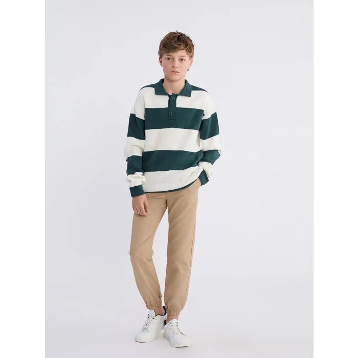 LCW Kids Petrol Polo Yaka Erkek Çocuk Triko Kazak