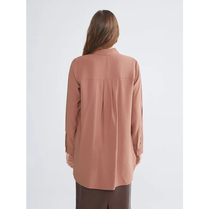 LCWAIKIKI Classic Kahverengi Dokulu Kadın Gömlek Tunik