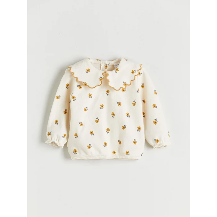 LCW baby Ekru Bebe Yaka Kız Bebek Bluz ve Tayt Pantolon 2li