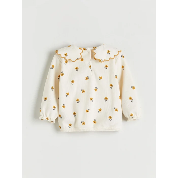 LCW baby Ekru Bebe Yaka Kız Bebek Bluz ve Tayt Pantolon 2li