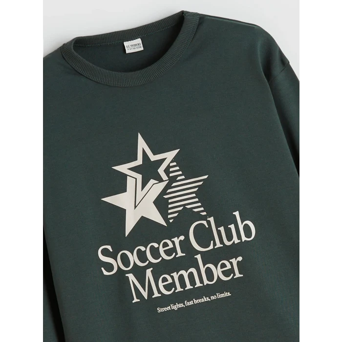 LCW Kids Yeşil Bisiklet Yaka Erkek Çocuk Sweatshirt