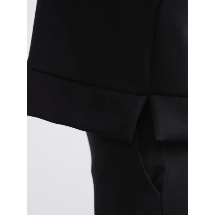 LCW Vision Siyah Bisiklet Yaka Oversize Kadın Sweatshirt