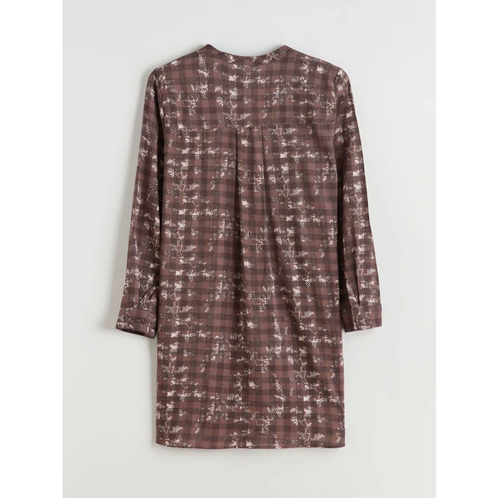 LCW Grace Kahverengi Bisiklet Yaka Etnik Desenli Kadın Tunik