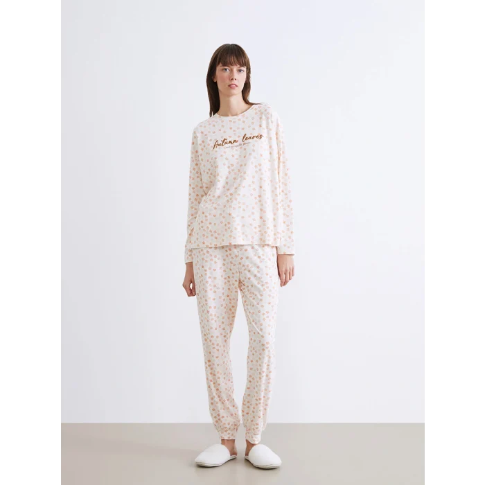 LCW DREAM Pembe Bisiklet Yaka Çiçekli Kadın Pijama Takımı