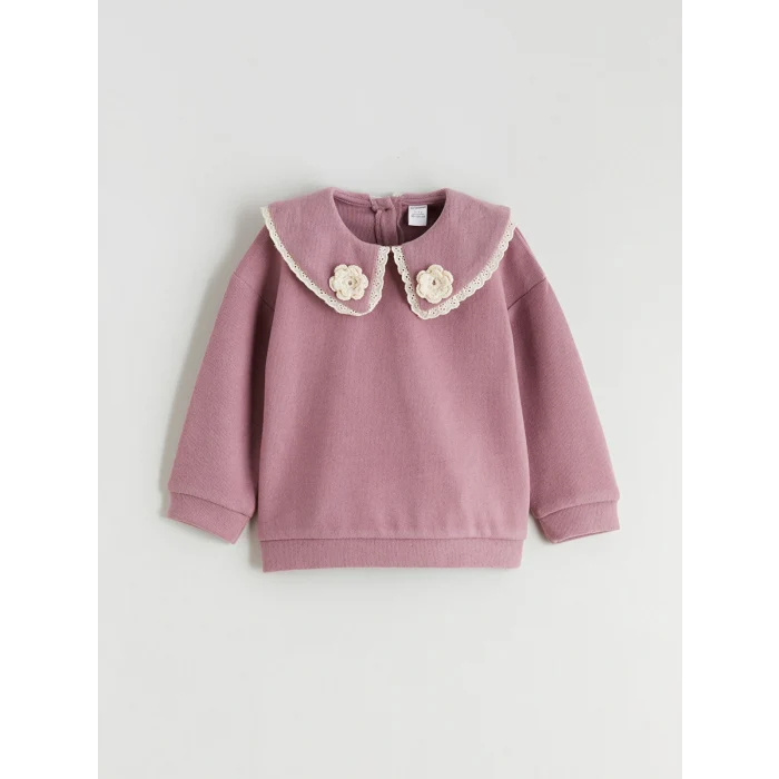 LCW Kids Pembe Bebe Yaka Kız Çocuk Sweatshirt ve Eşofman Altı