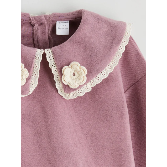 LCW Kids Pembe Bebe Yaka Kız Çocuk Sweatshirt ve Eşofman Altı