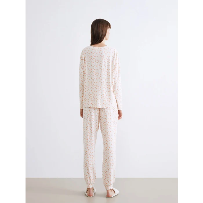 LCW DREAM Pembe Bisiklet Yaka Çiçekli Kadın Pijama Takımı